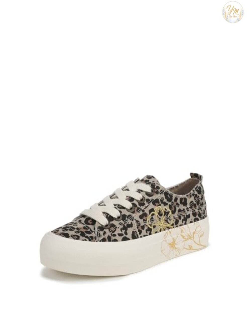 Low-Top Platform Sneakers with Floral Embellishments for Women